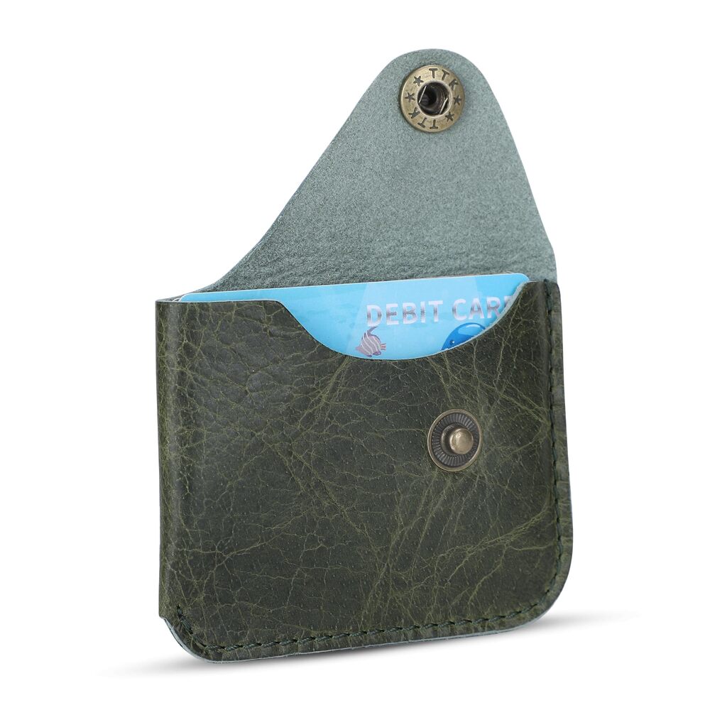 6249 Green Leather Card Holder - Slim Credit Card Holder Wallet for Front